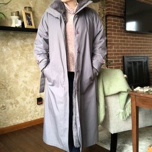 Vintage London Fog Faux Fur lined long trench coat